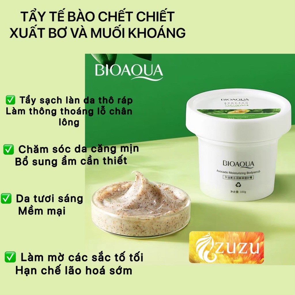 [N65] Tẩy tế bào da chết Bioaqua Avocado ,Scrub quả bơ dịu nhẹ làm sạch da