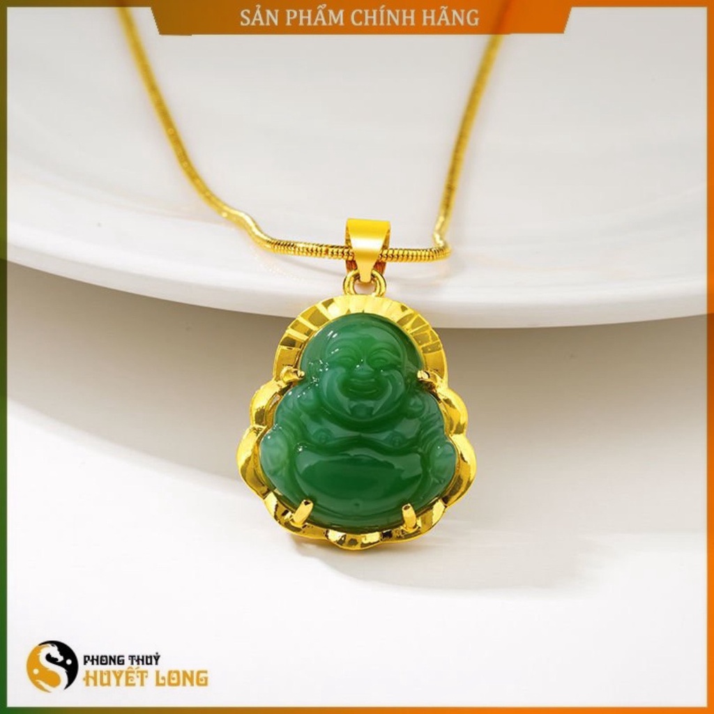 Dây Chuyền Đá Ngọc Mặt Di Lặc, Dây Chuyền Mạ Vàng 18K Cao Cấp, Vòng Cổ Phong Thủy