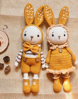 Thỏ Mimi và Mini handmade móc bằng len