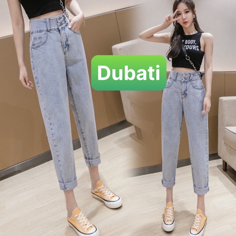 QUẦN JEAN BAGGY NỮ CHẤT BÒ CO GIÃN 2 CÚC LƯNG CAO NÂNG MÔNG BẢN TO KIỂU CHÉO- DB 287- DUBATI FASHION