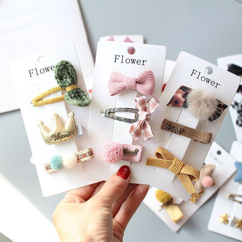 Bộ 3 kẹp tóc vải đính nơ xinh xắn cho bé gái