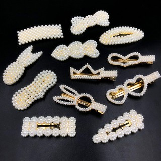 Kẹp tóc đính ngọc trai hình giọt nước kiểu Hàn đơn giản