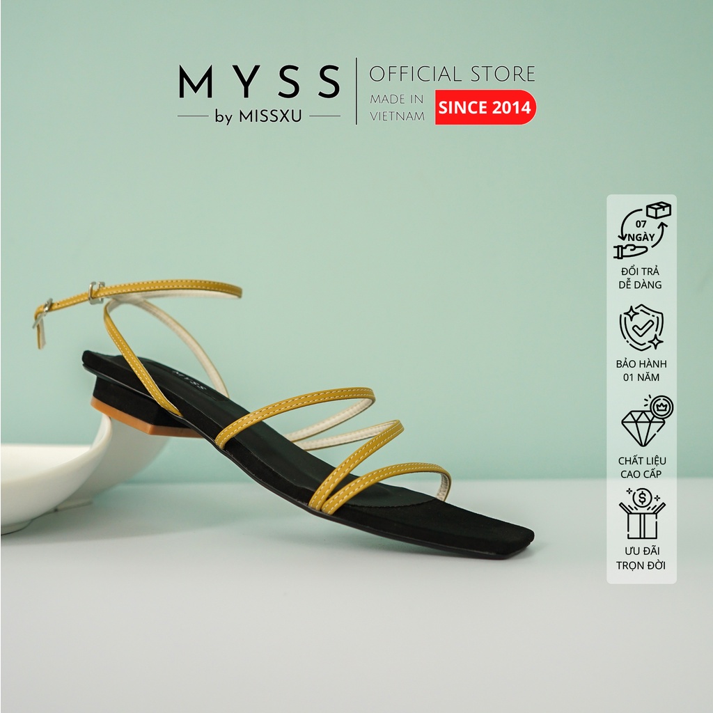 Giày sandal nữ dây chéo da thật phối quai sau 1,5 cm cao cấp MYSS - SDDT06