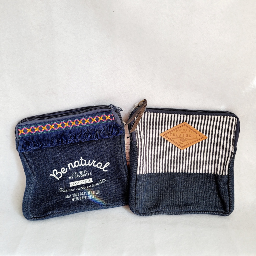 Túi đựng đồ trang điểm cá nhân vải jean hình vuông xinh xắn - Meiisan