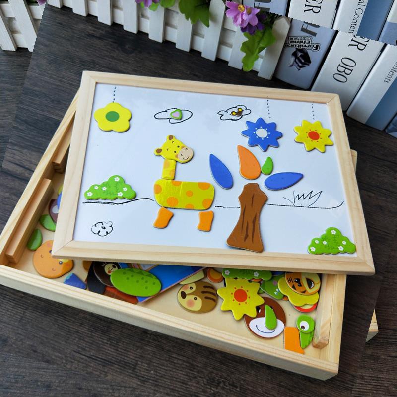 [4KIDS] Bảng ghép tranh gỗ nam châm 2 mặt nhiều chi tiết cho bé