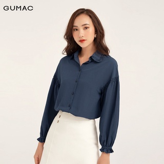 Áo sơ mi nữ nhún tay cổ bèo GUMAC thiết kế basicAB128