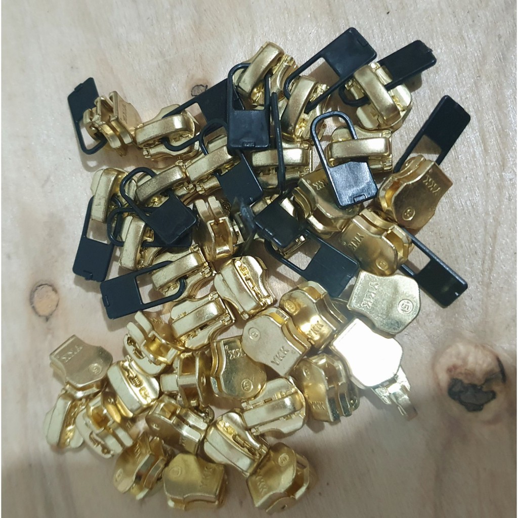 Đầu khóa kéo kim loại ykk r5 màu vàng