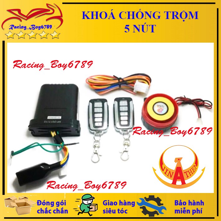 Khoá chống trộm Remote 5 nút có chế độ im lặng -Mẫu D5