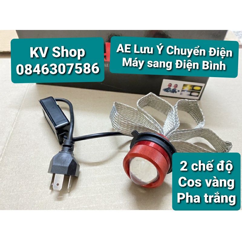Đèn pha bi cầu 2 chế độ Cos Vàng Pha Trắng, Chân H4 ( Bảo Hành 6 Tháng )