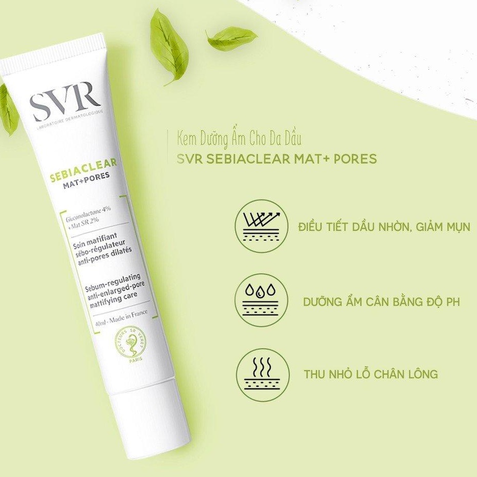 Kem Dưỡng Giúp Giảm Mụn Kiềm Dầu Cho Da SVR Sebiaclear Mat+Pores 40ml