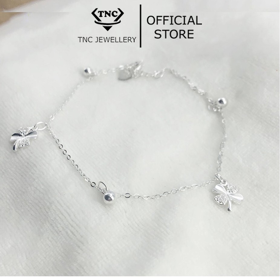 Vòng Tay Bạc, Lắc Tay Bạc Cỏ Bốn Lá May Mẵn Mix Chuông TNC JEWELLERY