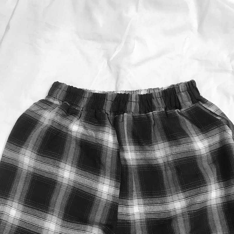 Quần Kẻ Caro Nam Nữ Ống Rộng Màu Đen Unisex Siêu Hot