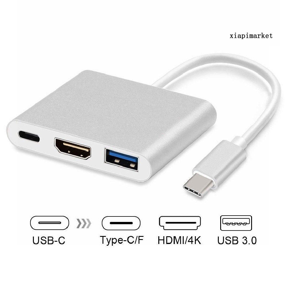 LOP_3 in 1 USB 3.1 Type C to 4K HDMI-compatible USB 3.0 Hub Adapter Cable Converter Connector