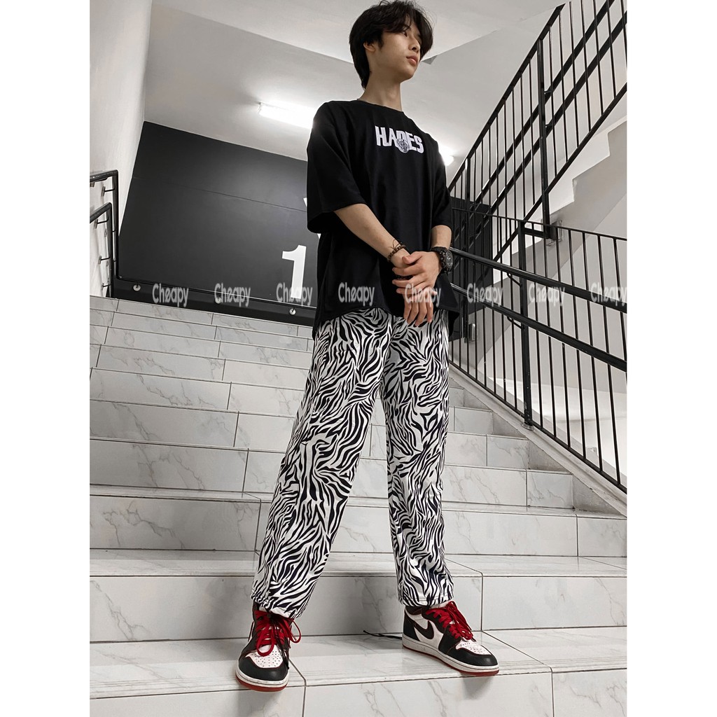 Quần jogger loang NGỰA VẰN unisex cạp chun dáng suông có dây rút chân chất thun dày dặn giá siêu rẻ