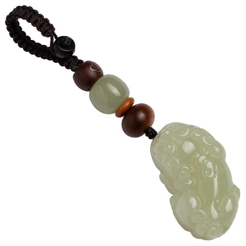 Móc Khóa Xe Hơi Hạt Ngọc Bích May Mắn An Toàn Sáng Tạo Độc Đáo