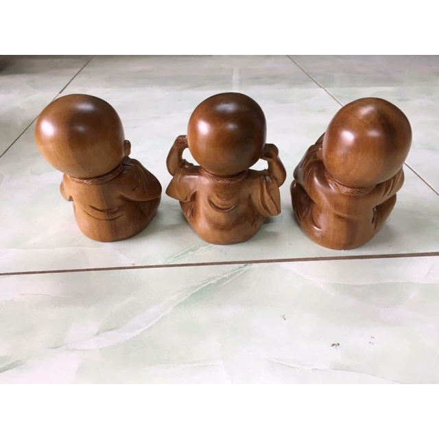 Bộ Tượng Chú Tiểu Tam Không Bằng Gỗ