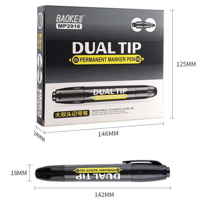 Bút Lông Dầu 2 Đầu Baoke DUAL TIP MP2918