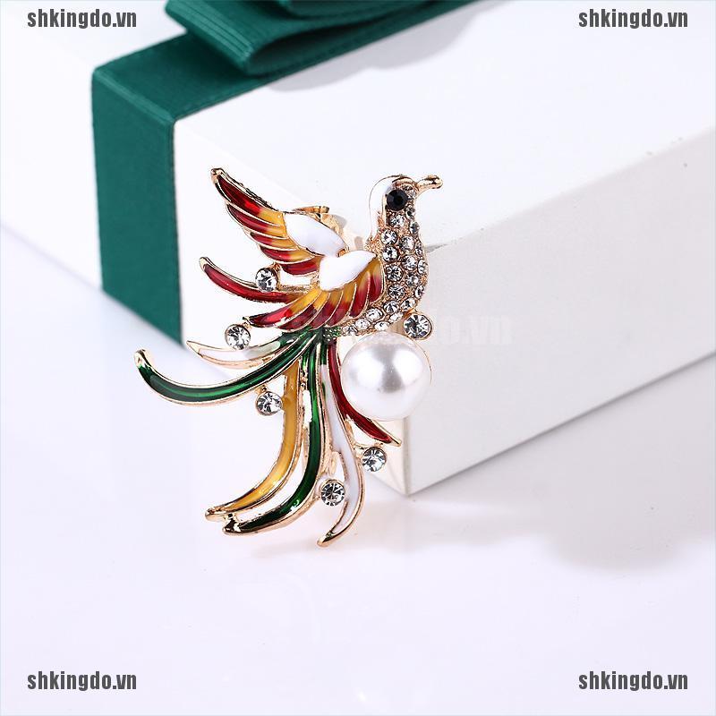 Huy hiệu cài áo hình chim nhiều phong cách đính pha lê lấp lánh sang trọng