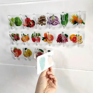 Thanh 6 móc dán tường siêu dính hình 3D