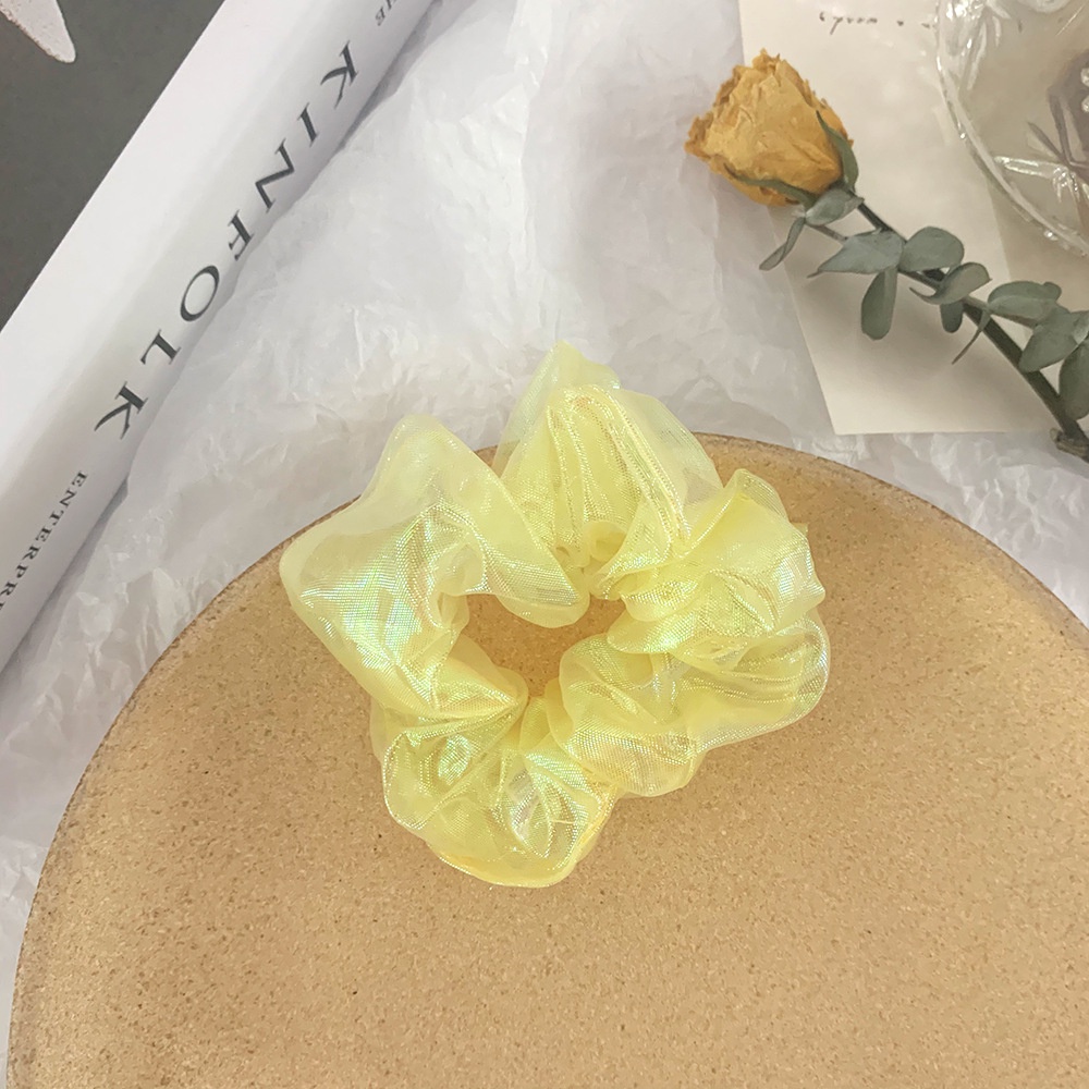 (0482) Scrunchies Chun Buộc Tóc Vải Voan Cứng Ánh Sáng Màu Sắc