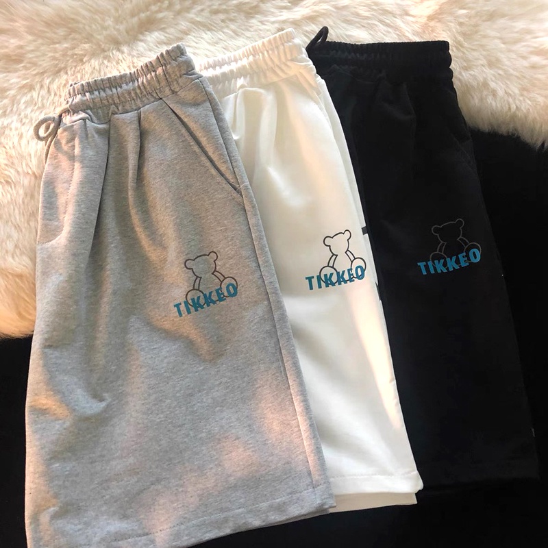 Quần đùi gấu nam nữ Unisex TVL1999, quần short ngắn in hình chất liệu cao cấp dày dặn mềm mại hai màu đen, trắng. Q4