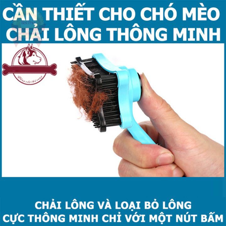 Lược chải lông rụng chó mèo thú cưng có nút bấm Dele