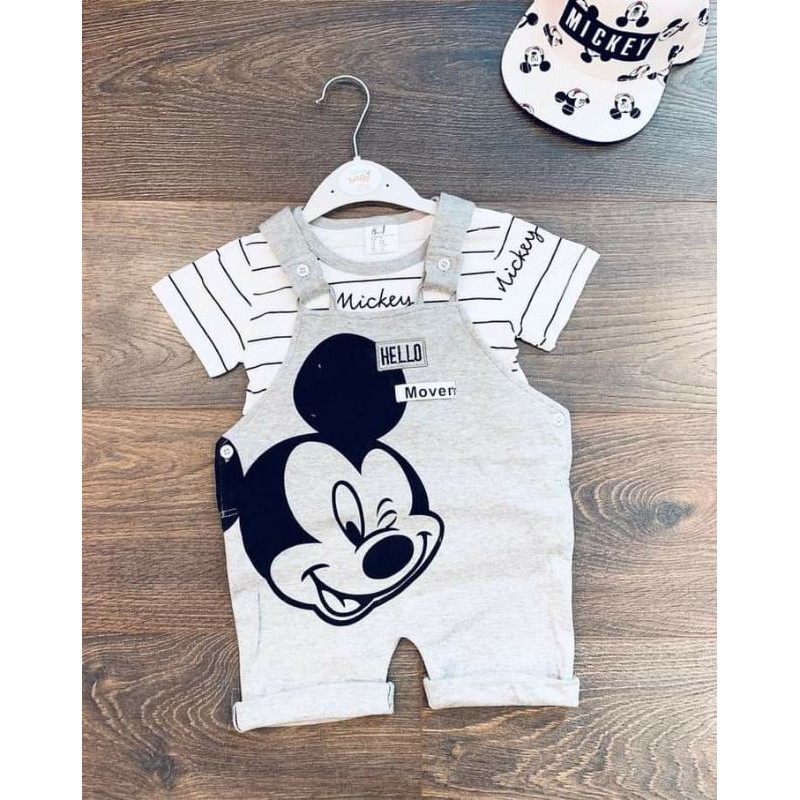 Set yếm HM Mickey kèm áo xuất dư cho bé 6m-3y