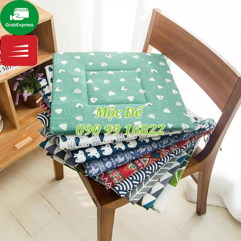 Nệm Ngồi Ghế 40x40x3cm MỘC ĐẾ Đa Năng Có Dây Cột Tiện Dụng