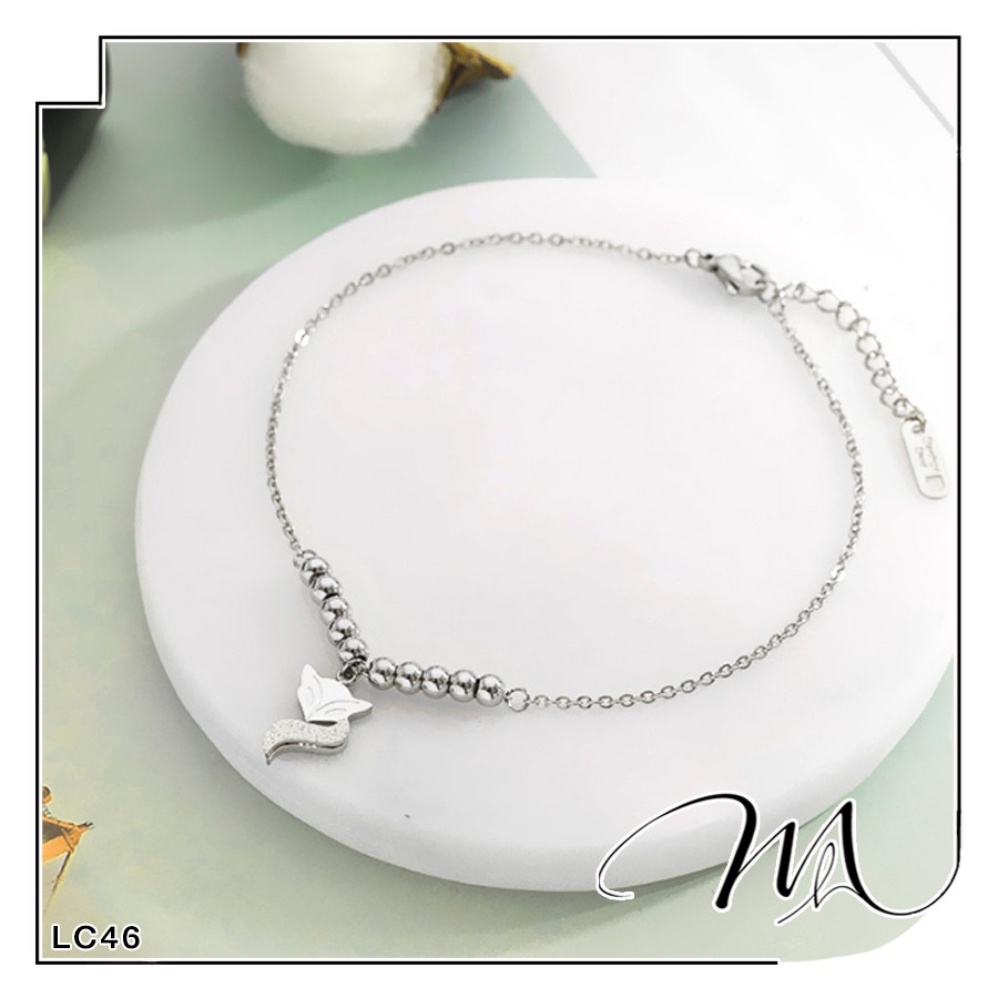 Lắc chân nữ Titan không gỉ hồ ly phun cát phối bi xinh xắn - Măng's House LC46