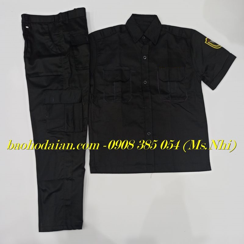 Quần áo vệ sĩ màu đen vải kaki 65/35 thoáng mát