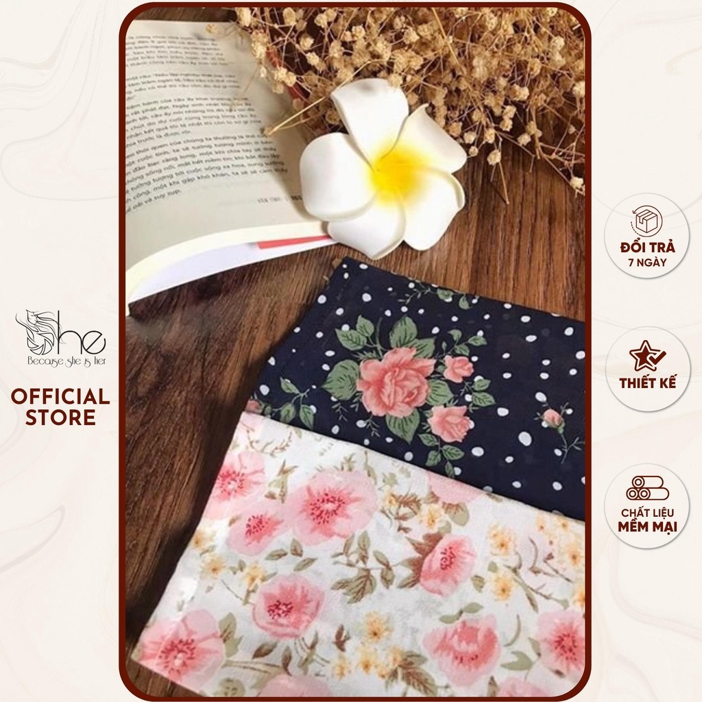 Đầm nữ hoa cột nơ tiểu thư She, váy nữ hoa nhí tay dài siêu xinh thời trang SDX82