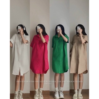 Đầm sơ mi hai túi form suông