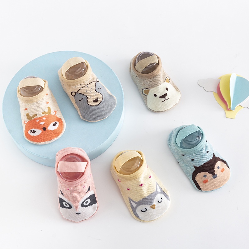 Vớ trẻ em Vớ Cotton Chống Trượt In Họa Tiết Hoạt Hình Có Quai Đeo Chống Trượt Dành Cho Bé Sơ Sinh