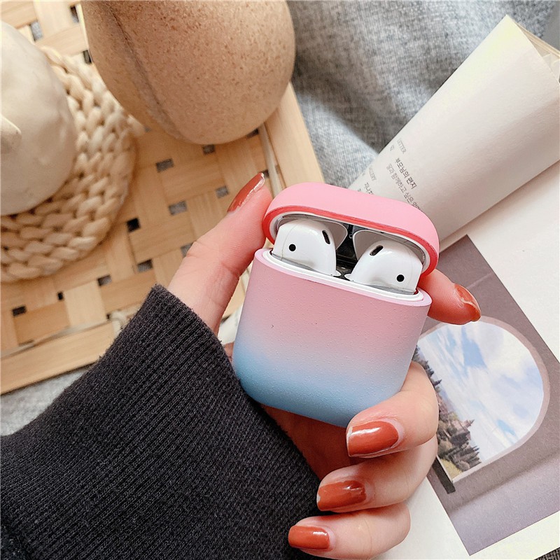 Vỏ ốp silicon màu gradient bảo vệ hộp sạc tai nghe airpod 1/2 bluetooth i12 i12 TWS