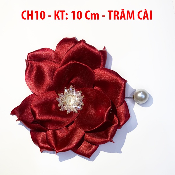 GOTI  - Tag Hoa Trâm Cài Áo Handmade Màu Pastel Nhụy Đính Pha Lê Cao Cấp - Phụ Kiện Trang Trí Váy Đầm Dành Cho Nữ CH10