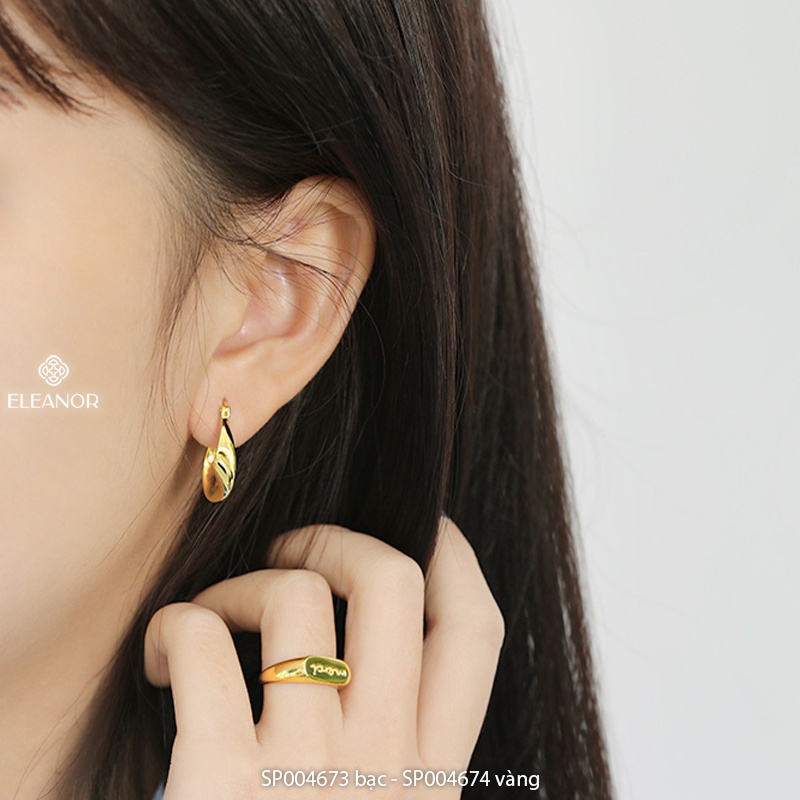 Bông tai nữ chuôi bạc 925 Eleanor Accessories hình cung xoắn dáng bassic phụ kiện trang sức 4673