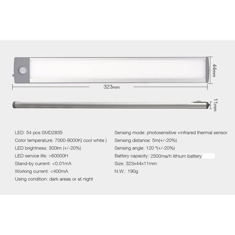 Bộ đèn LED cảm ứng cao cấp tiện dụng gắn tủ quần áo , tủ chén , cầu thang tự động sáng , tích hợp pin sạc. | BigBuy360 - bigbuy360.vn