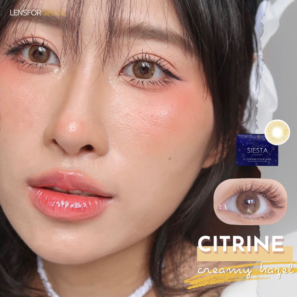 Kính áp tròng nâu hazel Siesta Citrine Cream Hazel dành cho mắt nhạy cảm - Pc Hydrogel | Hạn sử dụng 6 tháng