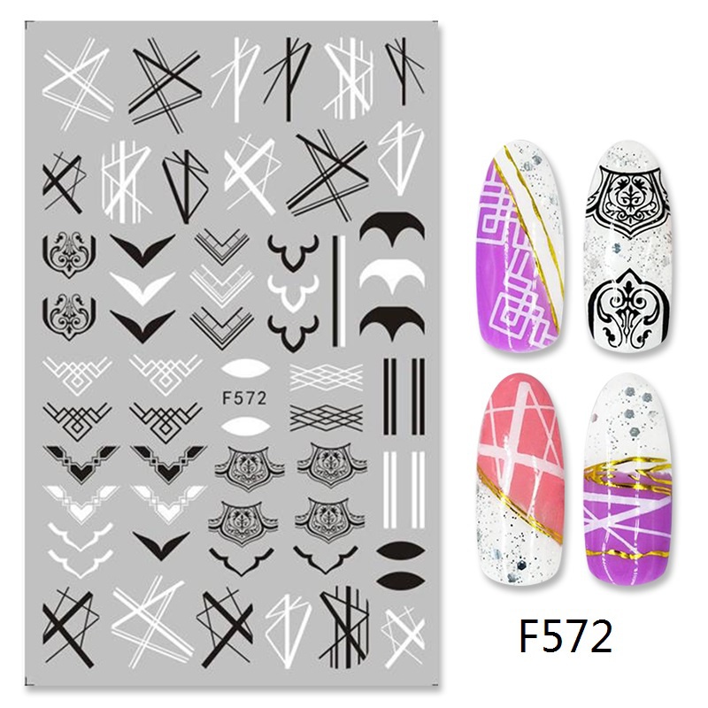 1 Miếng Dán Trang Trí Móng Tay 3D Họa Tiết Hoa Lá/Lá Mandala/Hình Học Độc Đáo