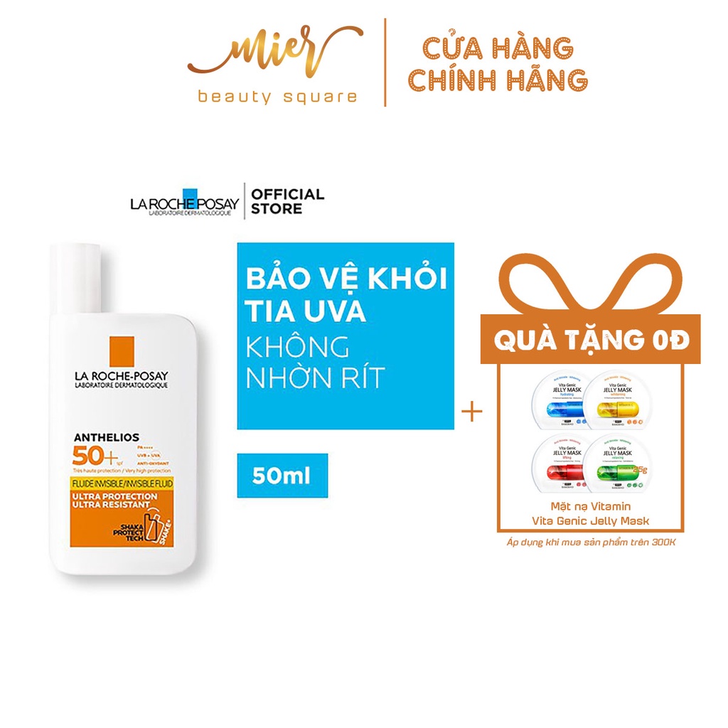 Kem chống nắng dạng sữa lỏng nhẹ không nhờn rít La Roche-Posay Anthelios Invisible Fluid SPF 50+ 50ml