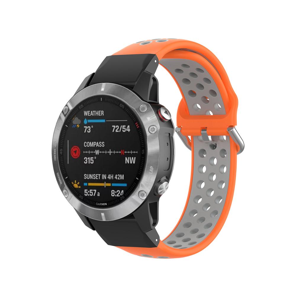 20mm Double Color Soft Silicone Band For Garmin Watch Fenix 6S Pro 5 5S Plus D2 Delta S Quick Release Replace Breathable Sport Strap Wristband