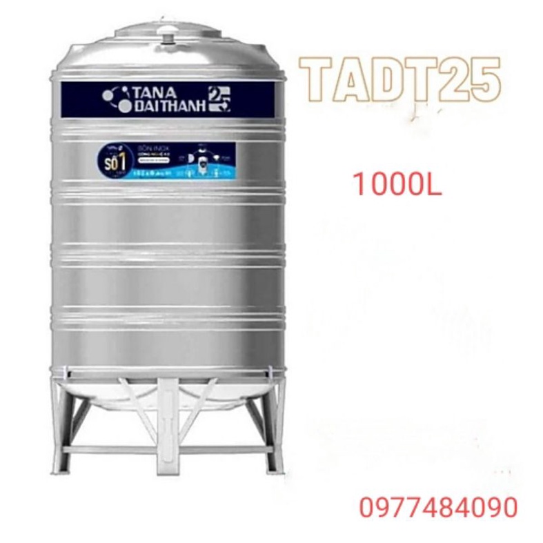 Bồn nước inox Tân Á Đại Thành 25 – 1000L Đứng(Ø920)(Chất liệu inox 304 cứng cáp,siêu bền)