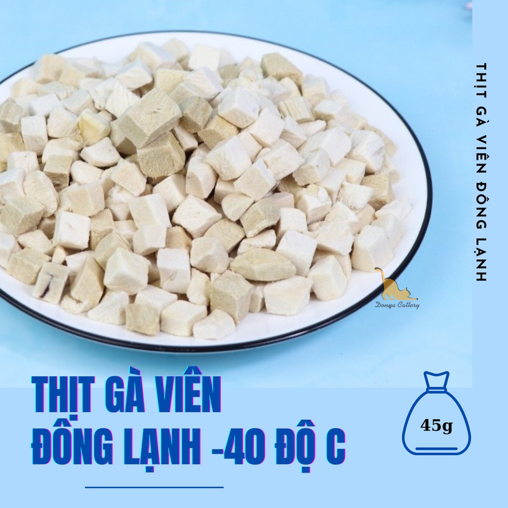 THỊT GÀ VIÊN VÀ NGUYÊN MIẾNG SẤY KHÔ CHO CHÓ MÈO GÓI 40-45g