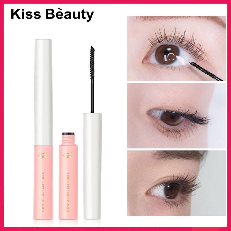 Mascara Kiss Beauty đầu mỏng chuốt mi cong và dài thiết kế vỏ màu hồng | BigBuy360 - bigbuy360.vn