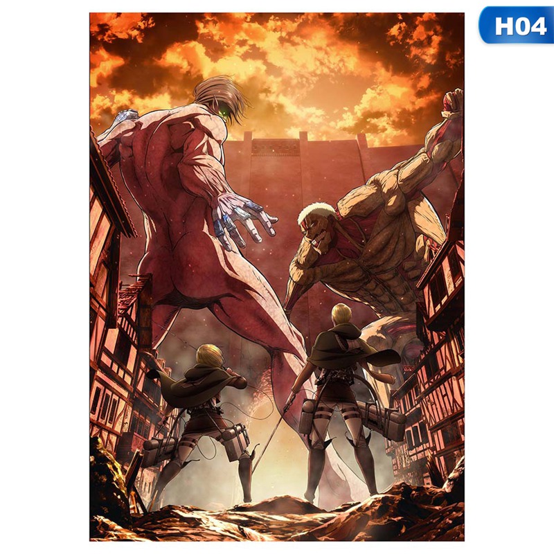 Áp phích phim Anime Attack On Titan treo tường trang trí