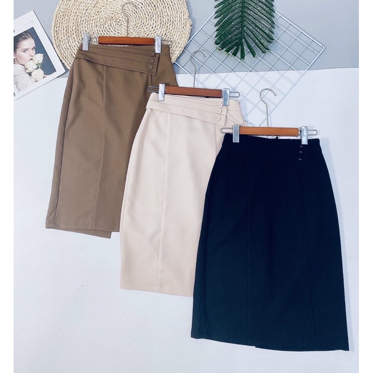 Chân váy cạp xếp ly 3 cúc