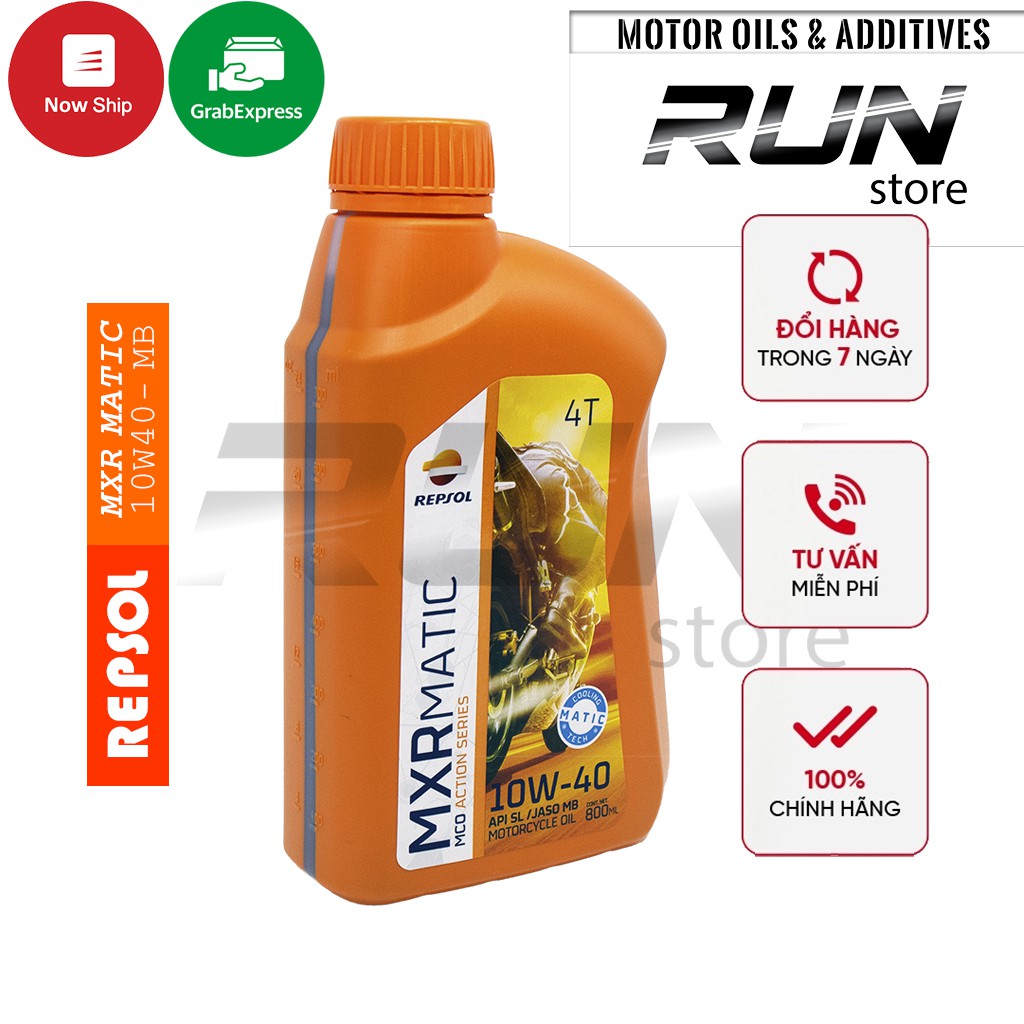 Dầu nhớt xe tay ga Repsol MXR MATIC 10W40 800ml JASO MB -  Nhớt khoáng Repsol Made In INDINESIA VISCOSITY INDEX 148