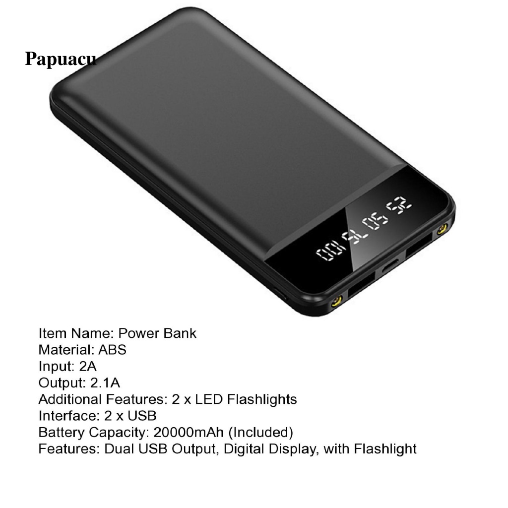Cục Sạc Dự Phòng Pa 20000mAh Mini Cầm Tay Tiện Lợi