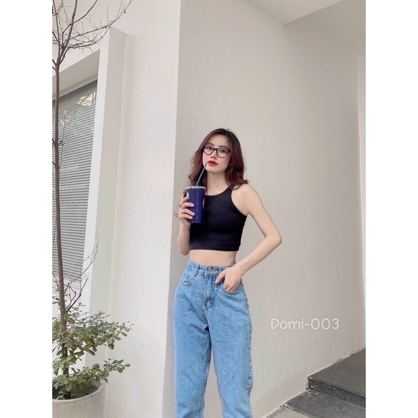 Quần Baggy Jean Nữ Trơn Lưng Cao Đủ Size Siêu Đẹp Ms080