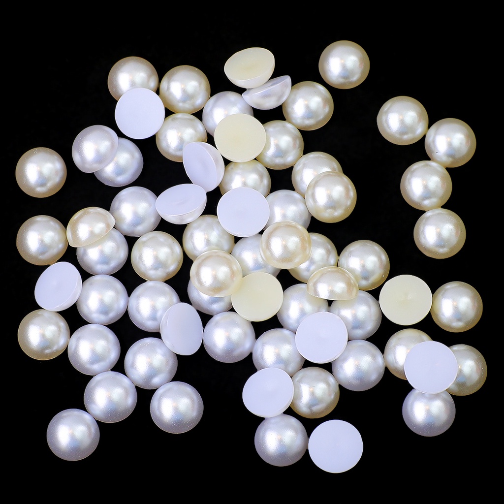 Chuỗi hạt ngọc trai giả 1 nửa bằng acrylic màu trắng ngà đáy bằng 1.5-14mm dùng làm trang sức/ trang trí móng DIY